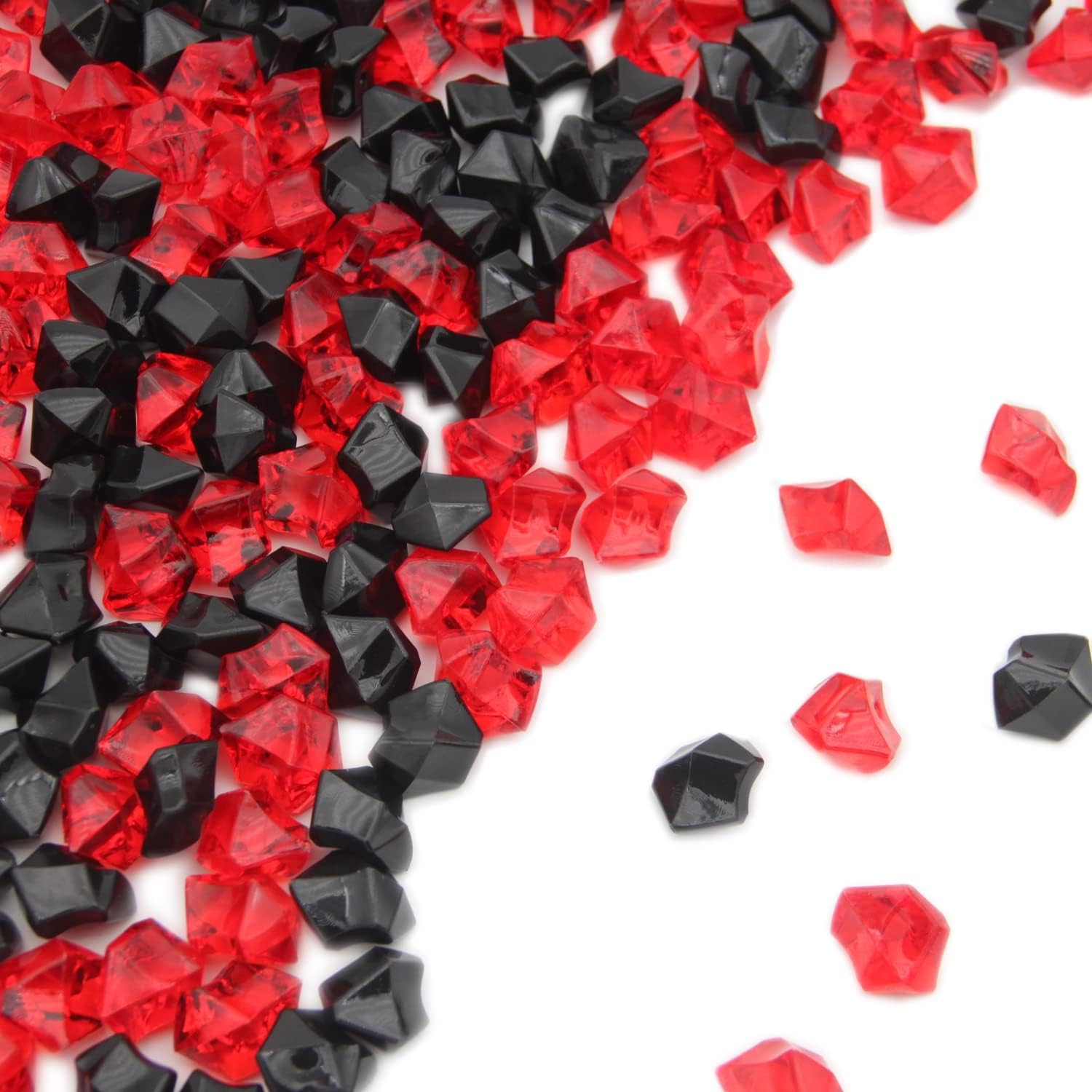 Vase Fillers - PMLAND Acrylic Ice Rocks Crystals Gems ~550 Pcs 3 lbs Bulk Bag for Vase Filler Table Scatter Party Wedding Arts Crafts Decoration Display Idea -Red and Black