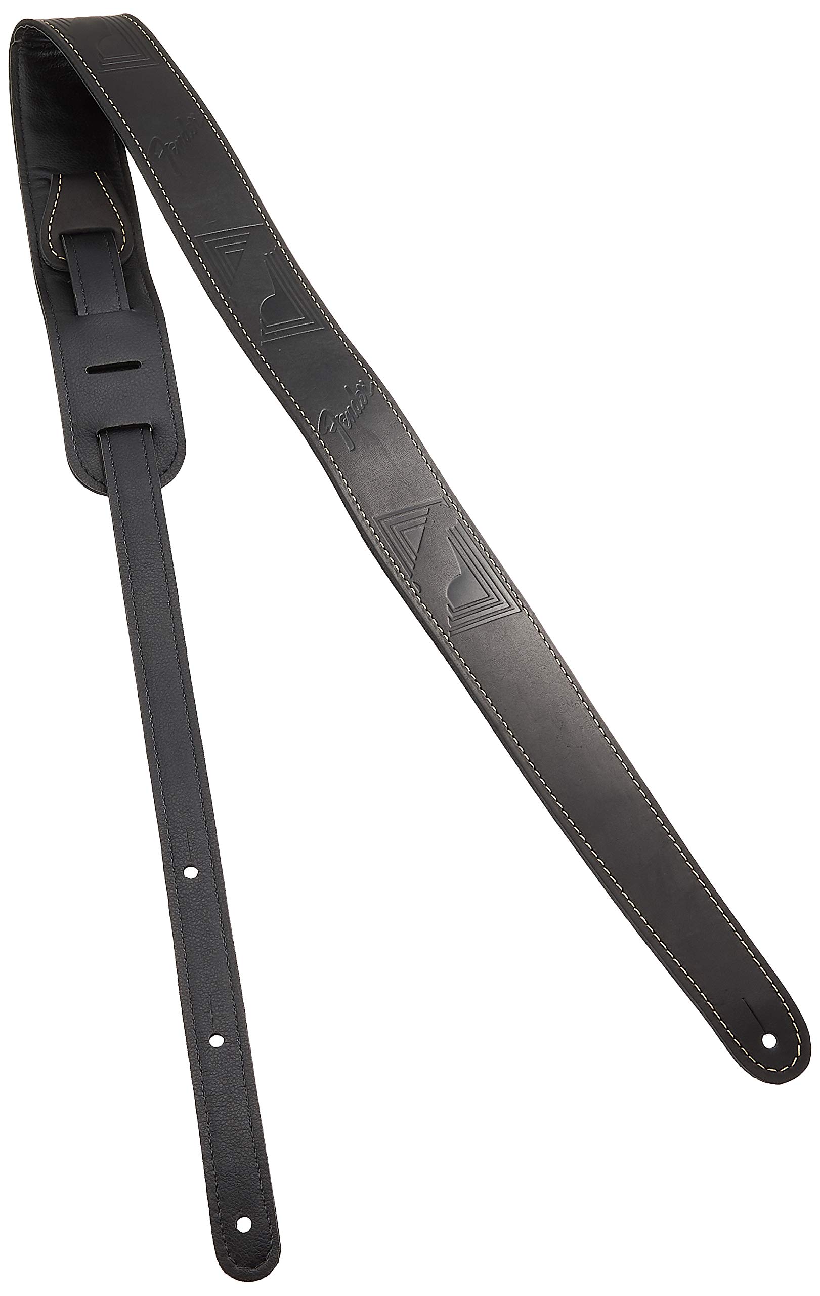Fender Guitar Strap Leather Monogrammed Black