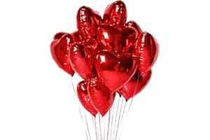 Larchio 30pcs Valentine Heart Balloons, 18" Foil Heart Shaped Balloons For Valentines Day Wedding Engagement Party Decoration