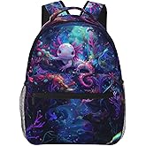 Axolotl Backpack, Travel Backpacks Laptop Rucksack for Women, School Bookbag for Kids Girls Boys Teens, Cute Aquatic Animal Back Pack Accessories Bag for Work, Ideal Gifts for Axolotl Lovers