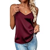 Zeagoo Women's Silk Satin Tank Tops 2026 V Neck Adjustable Spaghetti Strap Sleeveless Camisole Summer Basic Blouse