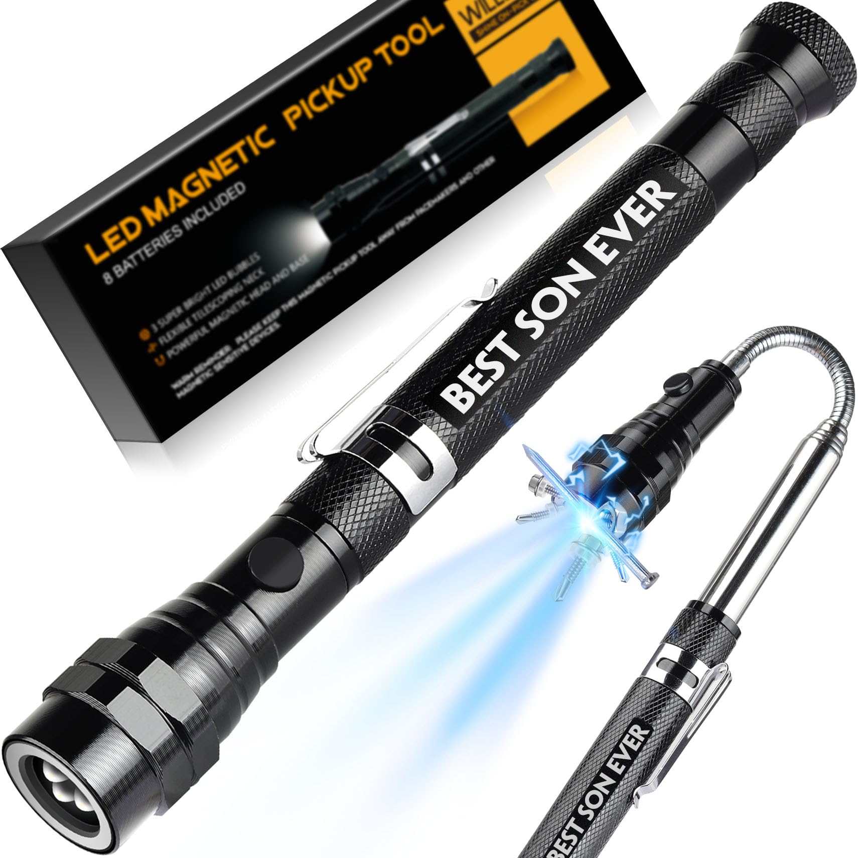 Photo 1 of Gifts for Son - Son Gifts, BEST SON EVER Magnetic Pickup Tool with LED - Birthday Gifts for Son, Son Gifts from Dad Mom - Christmas Son Gifts, Graduation Gifts, Fathers Day Son Gift Ideas