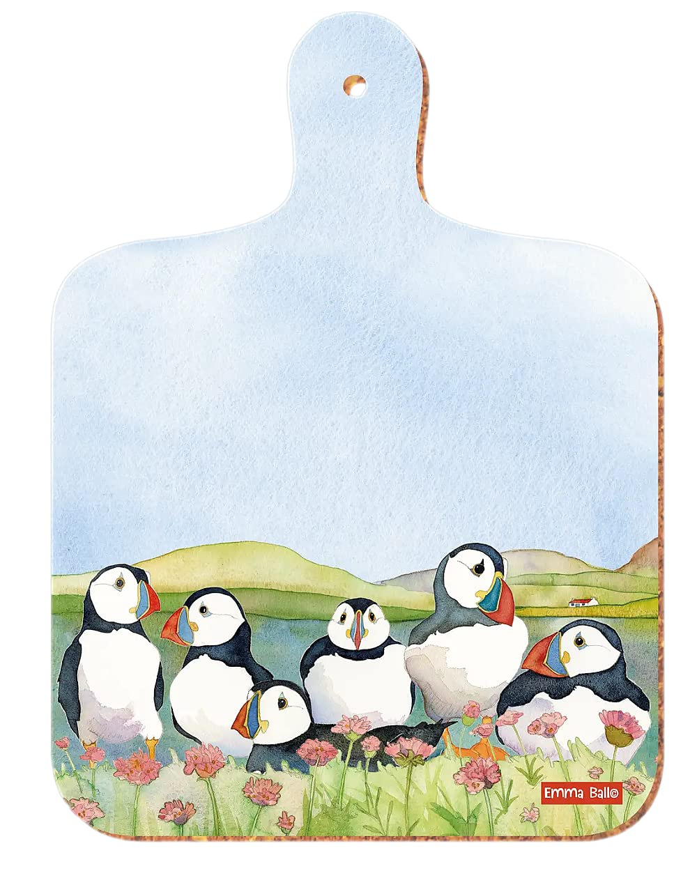 SEA Thrift Puffins - Emma Ball Colourful Mini Kitchen Chopping Board - 23.5 cm