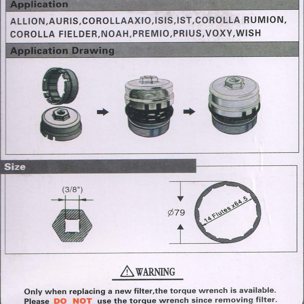 Eagles Oil Filter Wrench Aluminum Cup For Toyota Prius Corolla Rav4