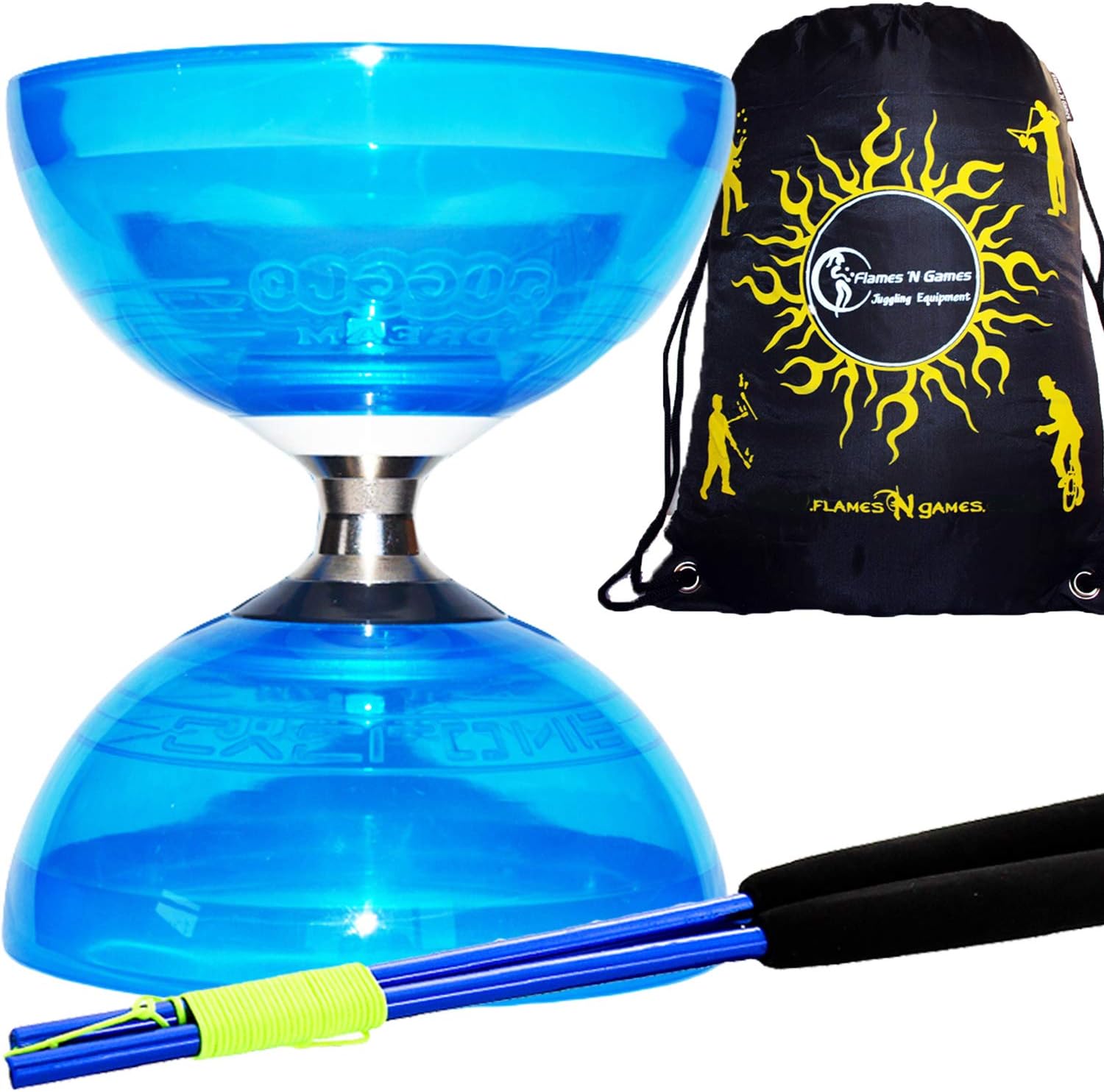 Juggle Dream Cyclone QUARTZ II Pro Diabolo Set (6Colours) Triple Ball Bearing Clutch Diabolos + Matching Coloured Ali Metal Handsticks - Image 3