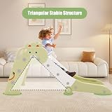 YULEYU Kids Foldable Toddler Slide Indoor Outdoor Play Equipment White Green view 6