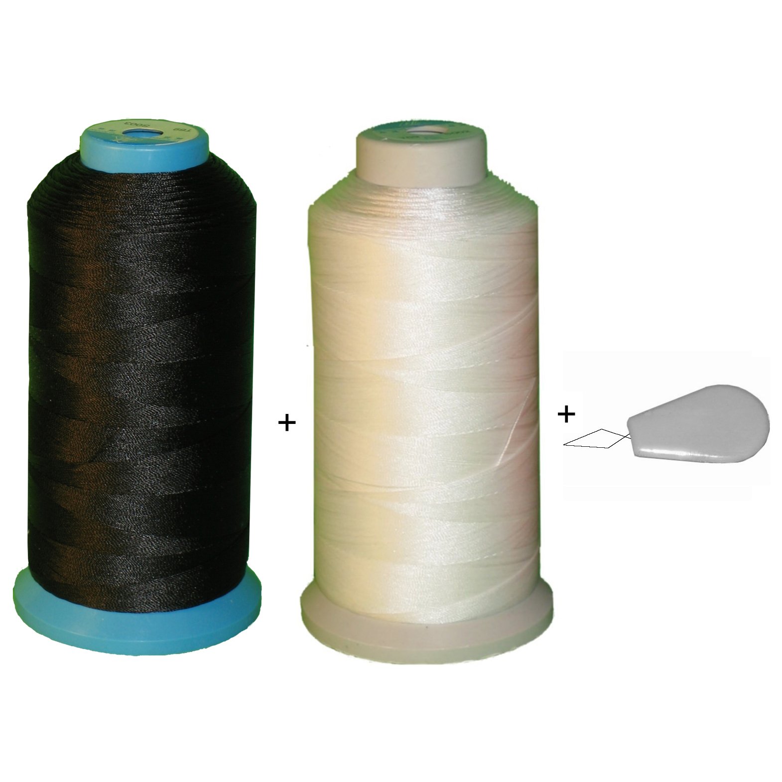 (2 Spool) Item4ever? Black & White Color Bonded Nylon Sewing Thread Size V-69 T70 for Outdoor, Leather. Upholstery