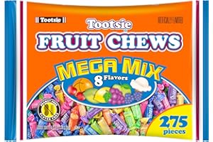 Tootsie Roll Fruit Chews Mega Mix 8 Flavors- 4 Pounds of Soft Fruity Rainbow Candy – 5 Classic Flavors Plus 3 BONUS Flavors - Peanut and Gluten Free (275 Pieces) - Packaging May Vary