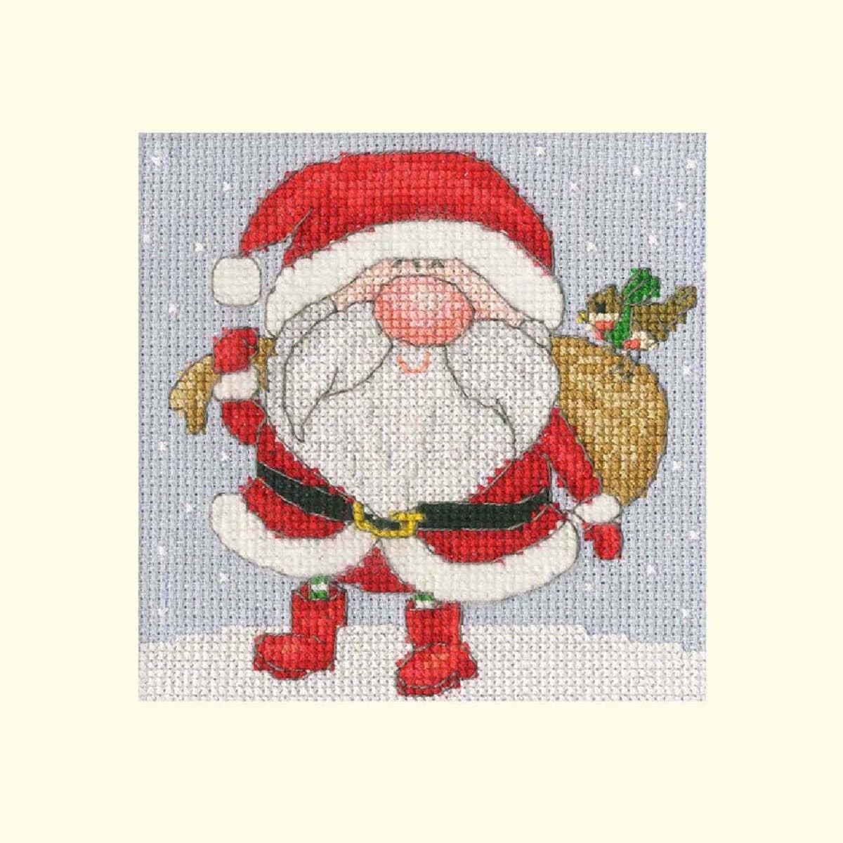 Bothy Threads Counted Cross Stitch Christmas Card Kit - Jolly Santa
