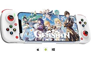 Megadream Mobile Game Controller Gamepad for iPhone iOS Android PC Joystick: Works with iPhone15/14/13/X, iPad, Samsung Galaxy, M-otorola, TCL, Tablet, COD- Wireless Connection (White)