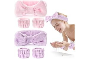 Dorbetar 6Pack Headbands and Wristband Set for Washing Face, Spa Skincare Makeup Headband, wrist bands and hair band for face wash, for Women and Teen Girl skincare tools Gifts