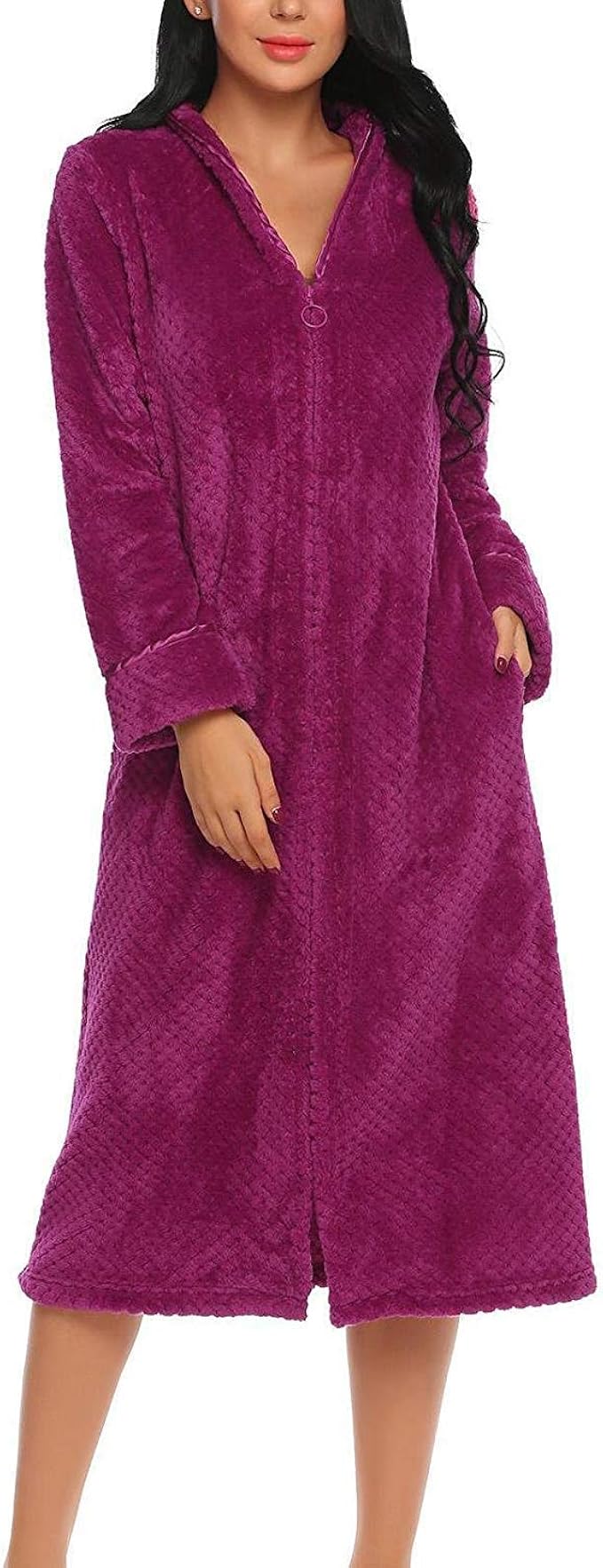 HaiDean Femme Peignoir Elégante Mode Doux Hiver Automne Confortable Uni