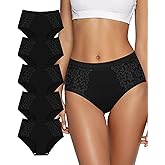 MIOTAN Women's Underwear Cotton 5 Pack Lace Panties Full Coverage Comfortable Breathable Ladies S-XXL