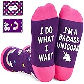 Zmart Unicorn Gifts for Adults - Crazy Unicorn Socks for Teens Adults, with Greeting Card