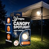 Brightz Canopy Light Spotlight, 1000 Lumen USB-C Rechargeable | Pop up canopy light with floodlight &amp; spotlight modes; dimmable, adjustable angle; 12+ hour runtime; tool-free