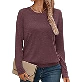 Micticsi Womens Long Sleeve Shirts Casual Banded Hem Tops Basic Tees Spring Outfits Clothes 2026