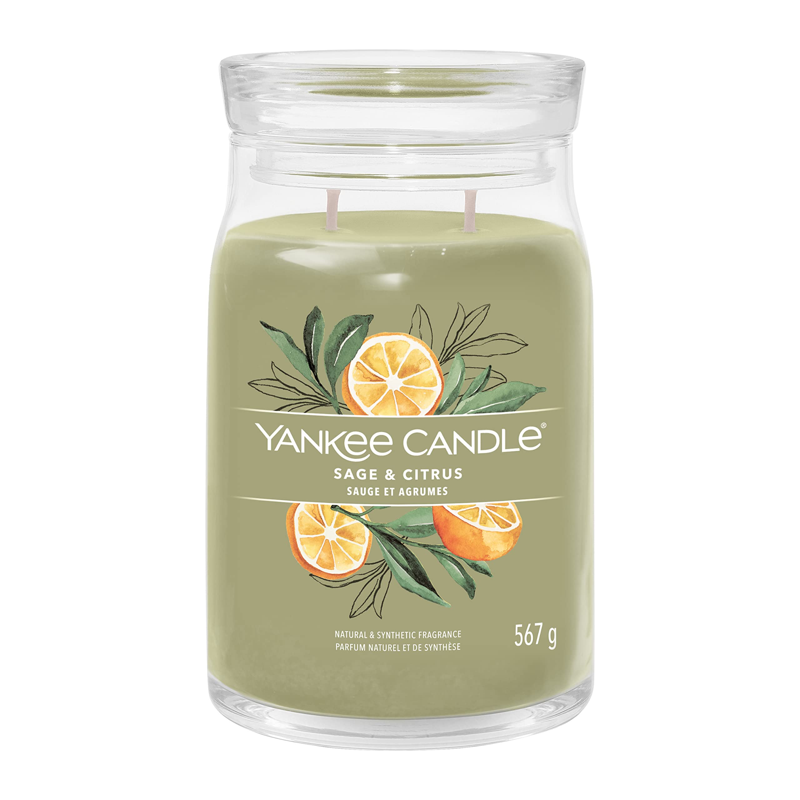 Yankee Candle Signature Scented Candle | Sage & Citrus Large Jar Candle with Double Wicks | Soy Wax Blend Long Burning Candle | Perfect Gifts for Women