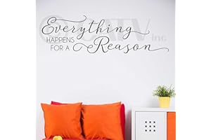 WALL SAYINGS VINYL LETTERING Everything Happens for a Reason Vinyl Lettering Wall Decal Sticker (Black, 10"H x 33"L)