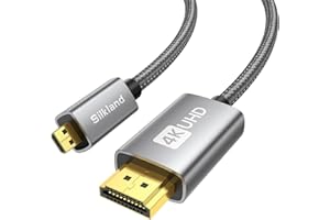 Silkland Micro HDMI to HDMI Cable 6.6ft, [Gold Plated, Sturdy Aluminum] Supports 4K@60Hz, HDR, Ethernet, ARC, Compatible with