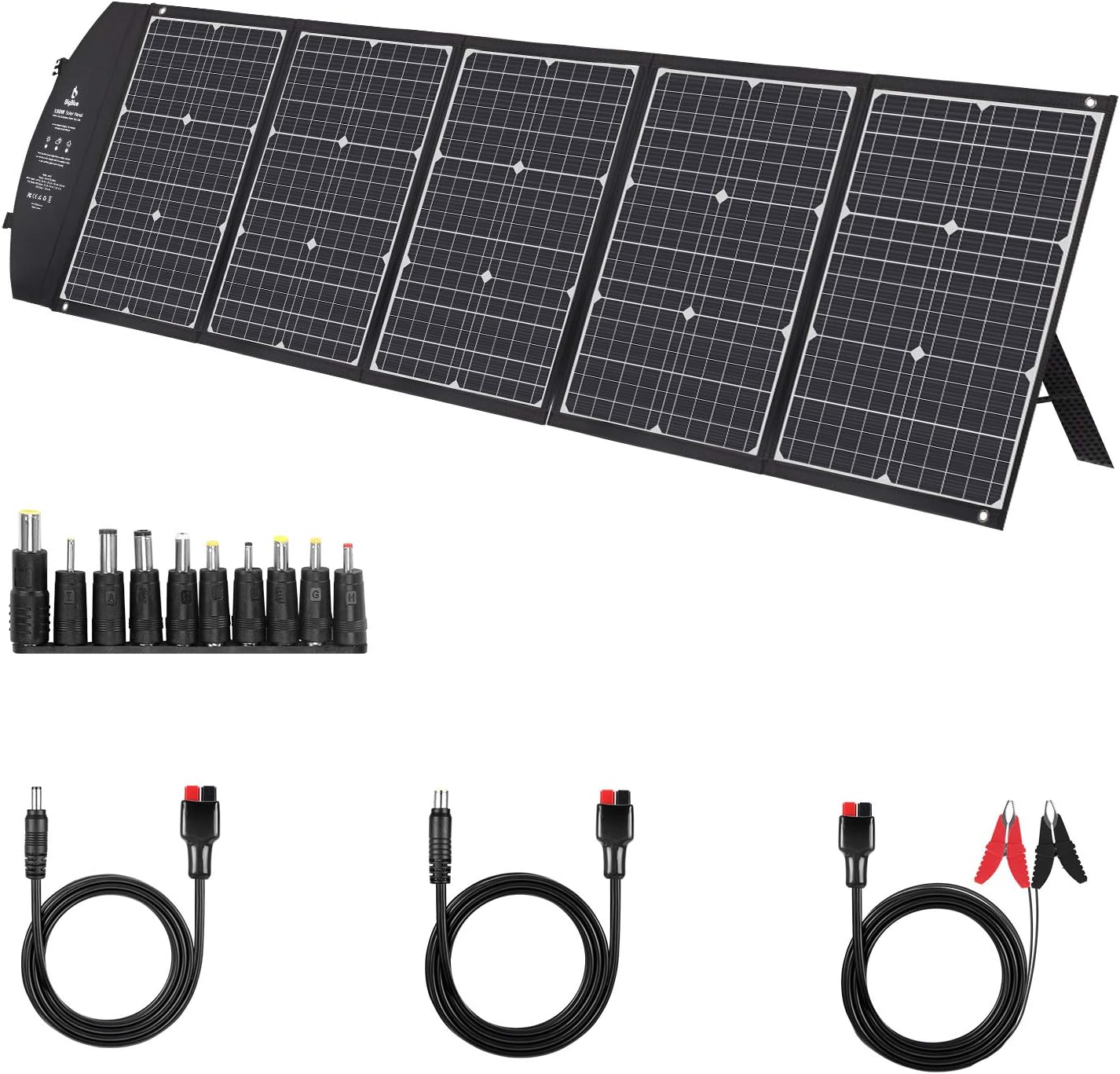 150W Solar Panel Kit, BigBlue Portable Solar Charger with Kickstands, 60W PD Type-C/2USB/Anderson Connector, Compatible with Suaoki/Jackery/Goal Zero Power Station, Laptops Car Boat RV Battery