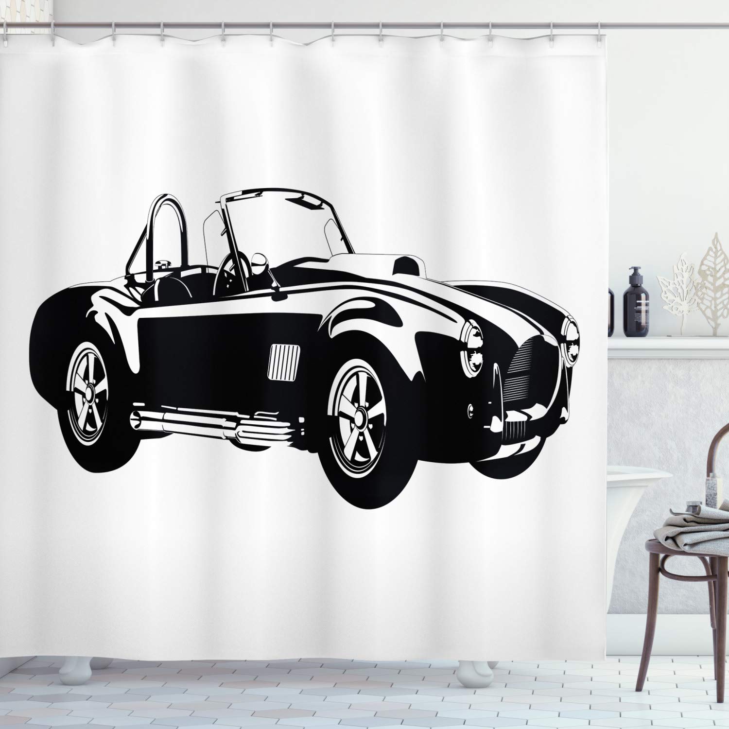70 Inches Black White Silhouette Classic Sport Car Ac Cobra