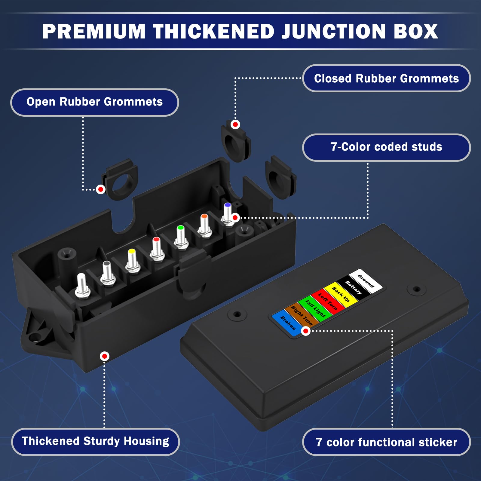 Mua CheeMuii 7 Way Trailer Junction Box Weatherproof 7 Pin Trailer ...
