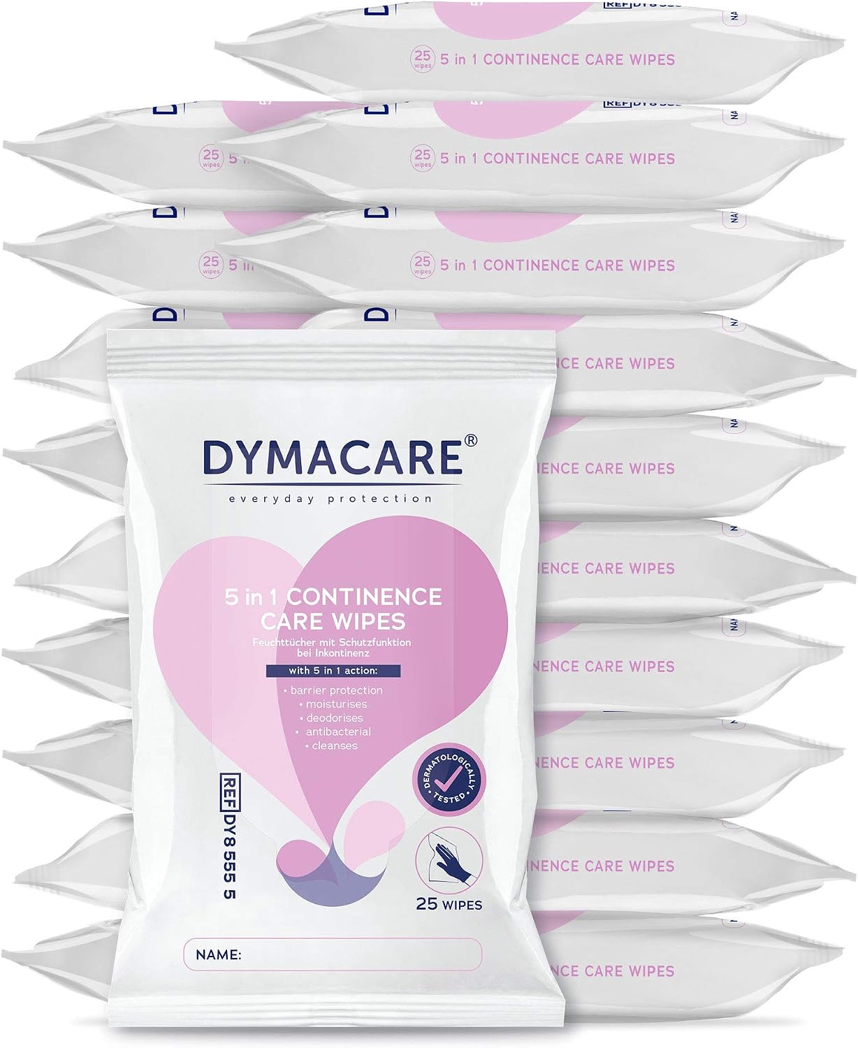 DYMACARE 5 in 1 Continence Care Wipes, 25 count (Pack of 22)