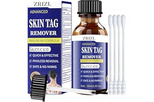ZRIZL Fast-acting Skin Tag Removal kit for Body and Neck - Natural, Mild Salicylic Acid Formula, Use a brush applicator skin tag remover precisely and painlessly and quickly.Safe for Sensitive Skin.30ML
