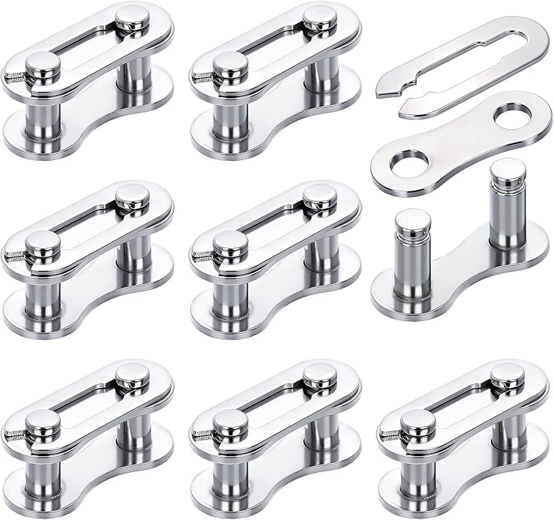 Hotop 8 Pairs Missing Link for 6-10 Speed Bicycle Chain Silver 21x8x10mm