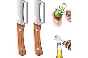 2-in-1 Multifunctional Vegetable Peeler for Kitchen Stainless Steel Fruit Peeler with Wooden Handle and Bottle Opener, Effort