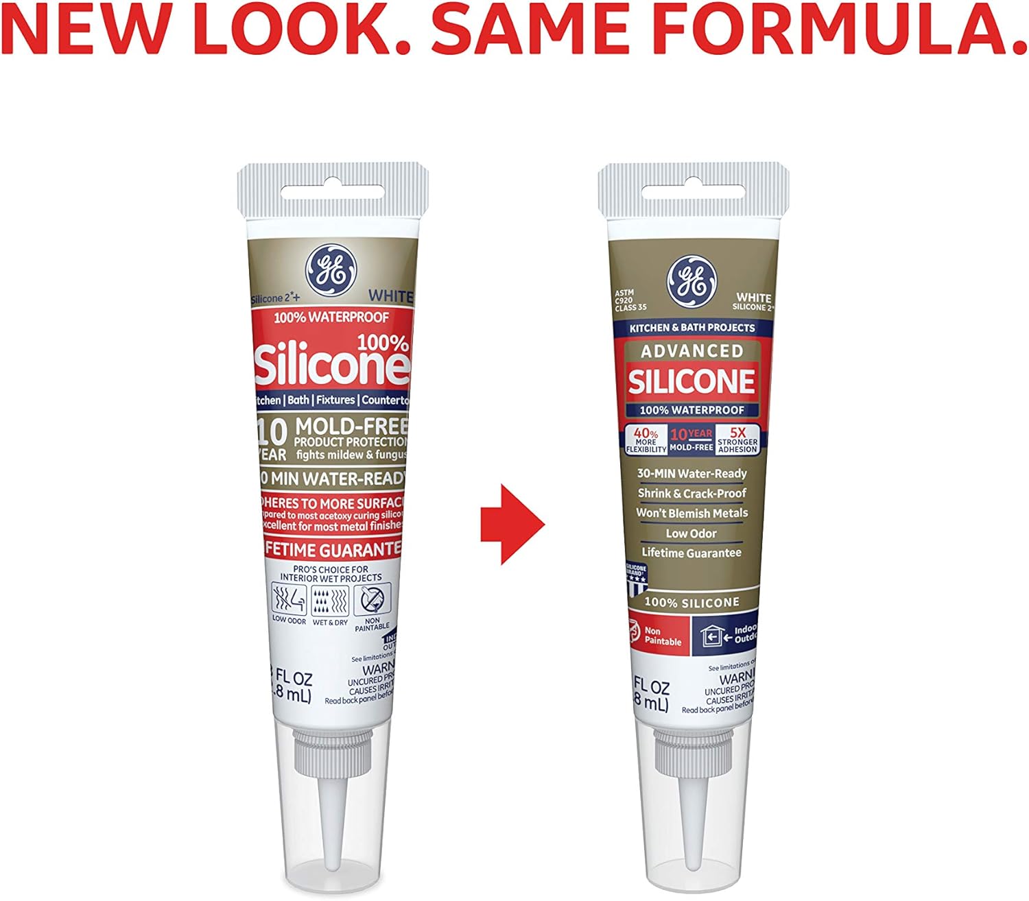 GE Sealants & Adhesives GE284 Advanced Silicone 2 Kitchen & Bath Sealant, 2.8oz, Clear: Home Improvement