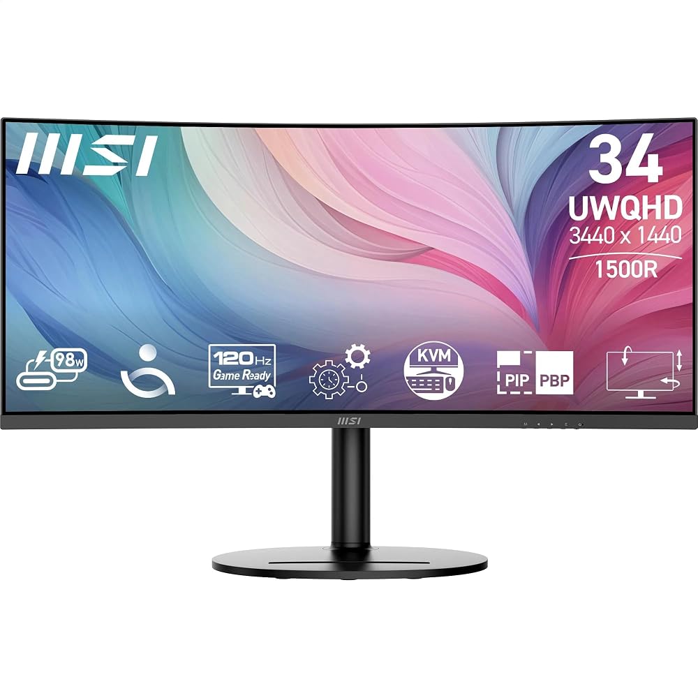 MSI Modern MD342CQP 34 Inch UWQHD Curved Monitor 3440 x 1440 VA