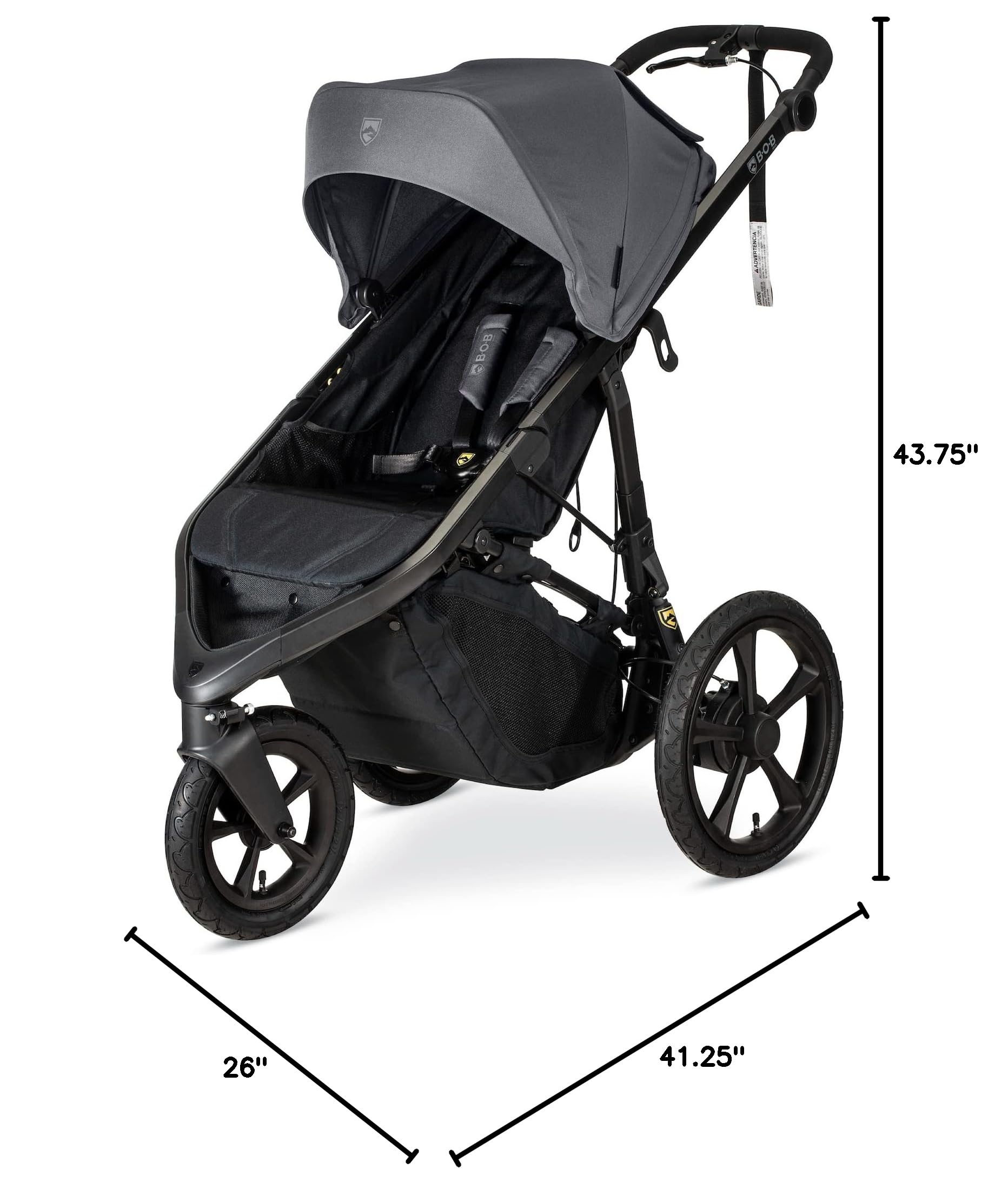 BOB Gear Wayfinder Jogging Stroller with Independent Dual Suspension, Air-Filled Tires, and 75-Pound Weight Capacity, Storm