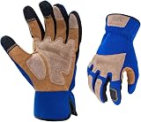 Vgo Gardening Gloves Touchscreen Thornproof Pig Leather Men Utility Work Gloves