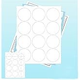 300 Circle Stickers 2.5inch Round Labels 25 Sheets Waterproof Matte White Die Cut Vinyl Sticker Paper Dries Quickly for Inkjet/Laser Printer