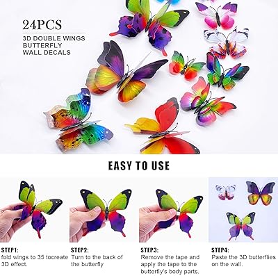 Download Buy 24pcs Butterfly Wall Decals 3d Butterflies Wall Stickers Removable Mural Wall Stickers Art Decor For Home Kids Girls Room Decor Party Supplies Decorations Rainbow Online In Taiwan B08ydh3czg