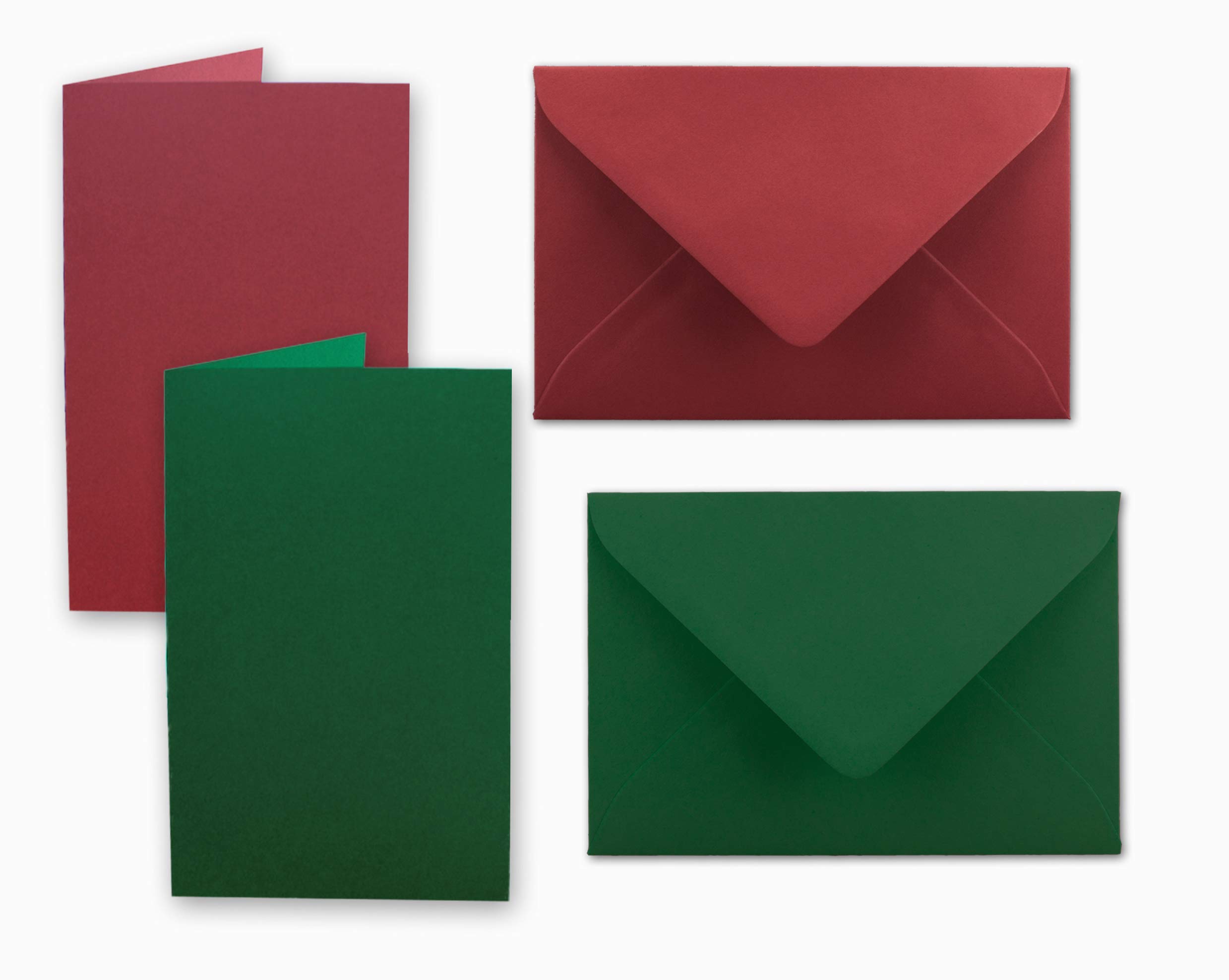 Card Pack A6/C6/Dark Red/Dark Green/Fold Cards with Rebate A6 105 mm x 148 mm & C6 Envelopes – 11.5 x 16 cm, Ideal for Christmas, cards, and Invitations 20 Sets Rot Grün