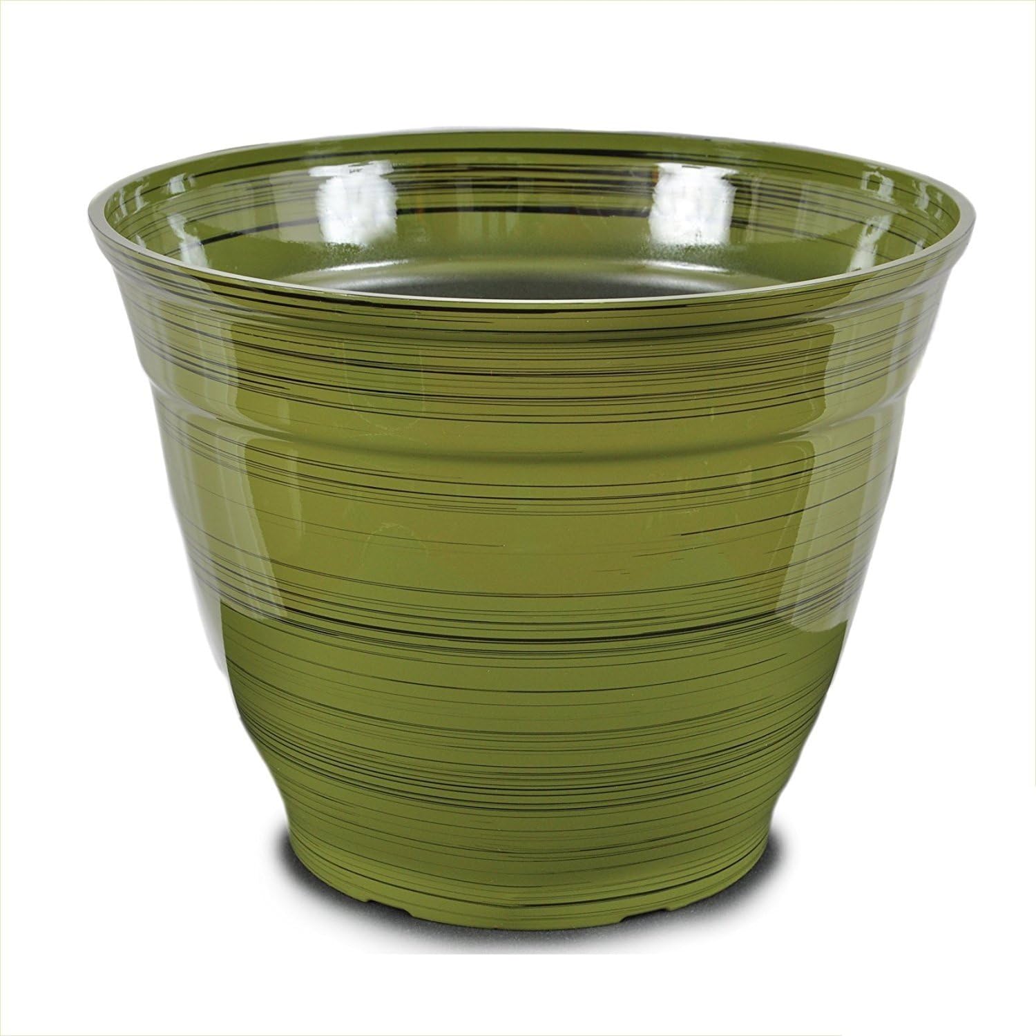 Muddy Hands 22 Litre Bamboo Green Tea Large Plant Pot Round Plastic Planter Outdoor Garden Tree