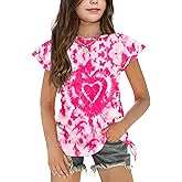 Arshiner Girls T Shirts Ruffle Short Sleeve Ruched Knot Side Tunic Blouse Summer Tee Tops