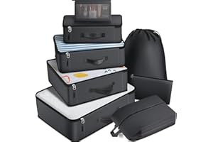 8 Packing Cubes for Luggage and Backpacks, EpicTotes Organizer Bags for Toiletries, Laundry, Shoes - Must-Have for Travel, Vacation, Business