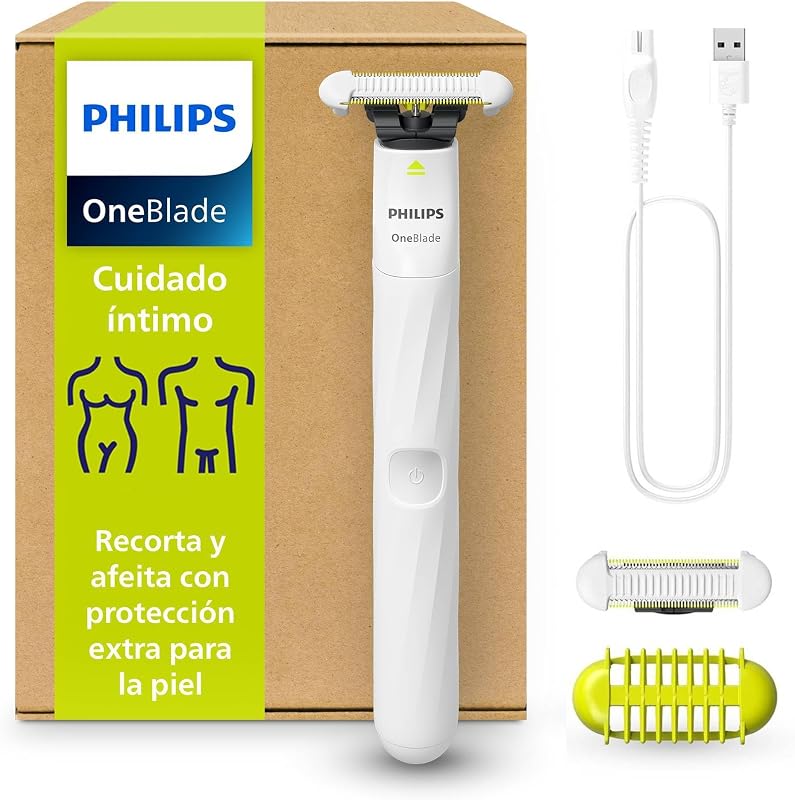 Philips oneblade intimate, mulher e homem, máquina de depilação para a zona íntima, virilhas e axilas, barbear e aparar, lâmina com protecção da pele, qp1924/30