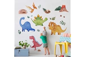 Yovkky Baby Dinosaur Wall Decals Stickers, Dino Volcano Cave Neutral Nursery Toddler Playroom Decor, Kids Room Home Decorations Girls Boys Bedroom Classroom Daycare Art
