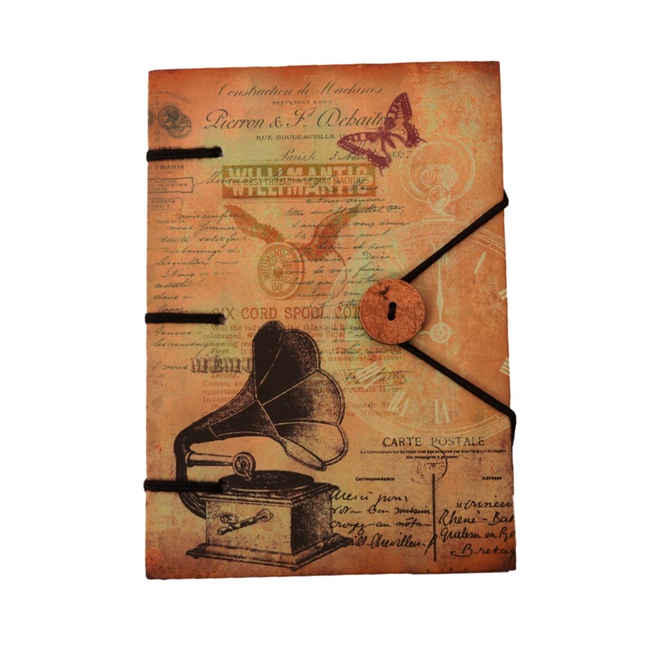 Purpledip Vintage Diary 'Sound Of Music': Handmade Paper Journal with String & Button Closure (11106)