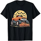 Halloween Shirts for Kids Boys Monster Truck Pumpkins T-Shirt