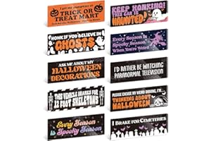 YOPPIX 10PCS Halloween Car Magnets - Reusable Spooky Decor with Ghosts, Skeletons & Pumpkin Puns Magnetic Sticker for Vehicles, Fridges, Haunted Houses | Waterproof Holiday Decoration