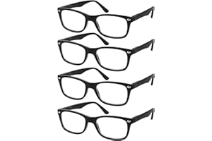 Success Eyewear Reading Glasses Set of 4 Black Quality Readers Spring Hinge Glasses for Reading for Men and Women