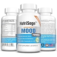 Premium Anxiety Relief & Natural Stress Support Herbal, Dietary Supplement – Supports Mood Enhancement, Calmness & Well Being – Contains Chamomile, GABA & 5-HTP - Made In USA - 60 Capsules