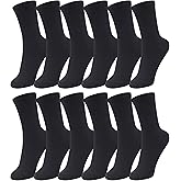 Duufin 12 Pairs Women's Crew Socks Mid Calf Lightweight Casual Gym Workout Plain Socks for Women