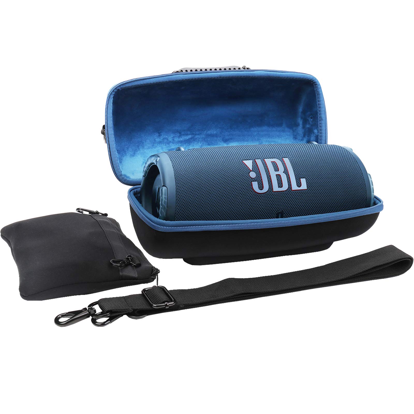 Khanka Hard Case for JBL Xtreme 3, Come with Cables Pouch and Shoulder Strap for JBL Xtreme3 Portable Wireless Splashproof Bluetooth Speaker and Accessories. (Lagoon Blue)