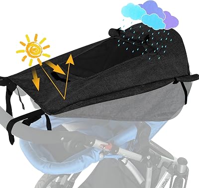 WD&CD Pram Sunshade Sun Cover with Viewing Window for Strollers UV 50+ Black